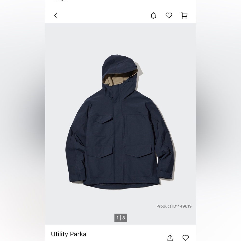 Uniqlo utility parka size S mall like new